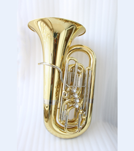 <span class=keywords><strong>Tuba</strong></span> professionnelle à <span class=keywords><strong>4</strong></span> <span class=keywords><strong>pistons</strong></span> avant, 5 valves rotatives, corps en laiton laqué or, tonalité BB - Product Image 1