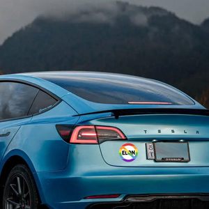 Autocollant en vinyle pour pare-chocs, autocollant arc-en-ciel No Elon pour fenêtre de voiture Tesla, imperméable, auto-adhésif, à usage unique - Product Image 5