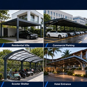 Abri de stationnement moderne en alliage d'aluminium pour deux voitures avec auvent pare-soleil et imperméable, idéal pour villa et cour, de haute qualité - Product Image 6