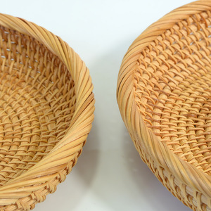 Panier <span class=keywords><strong>de</strong></span> rangement rond en rotin naturel tressé NFS, panier à <span class=keywords><strong>fruits</strong></span> décoratif pour la cuisine, petit panier en osier - Product Image 4