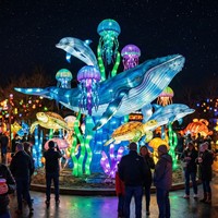 Decoración de Faroles con Forma de Grandes Animales Marinos para Parques de Diversiones, Navidad, Uso Interior/Exterior, Espectáculo de Luces para Parques Temáticos
