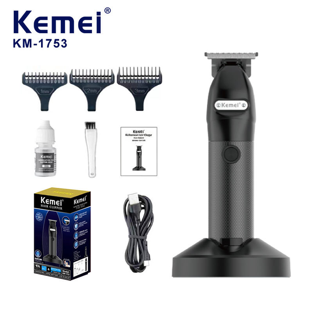 Kemei KM-1753 Electric Hair Clipper 6200RPM 1500mAh Li-Battery Zero Gap Blade 10W Charging Dock Beard Trimmer Wholesale Supplier