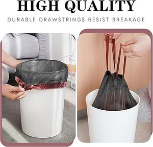 Huamaohengchun8 Gallon Trash Bags 120 Count Black Drawstring Garbage Bags - Thick <b>Plastic</b>, 22.06'' x 25.61'' (Black, 8) - Product Image 6