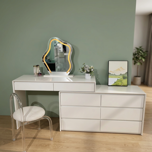 Modern Multi-Purpose Makeup Vanity <b>Table</b> with Standing <b>Mirror</b> Storage Desk for Bedroom Furniture - Product Image 4