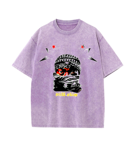 เสื้อยืดสตรีทแวร์พิมพ์ลายหน้ากากโอเวอร์ไซส์สไตล์วินเทจย้อนยุค สินค้าจากอเมริกา ขายส่ง Y2K เสื้อยืดฮิปฮอปผู้ชายลำลอง - Product Image 6
