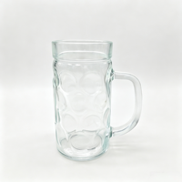 Chope à bière en verre rayé gaufré verticale avec base épaisse et poignée, motif personnalisé, pour bar à domicile et restaurant