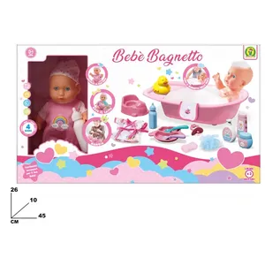 Poupée bébé Beb Bagnetto avec baignoire et accessoires, 4 sons pour jeux d'imitation - Product Image 1