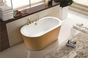 Vasca da Bagno Singola <span class=keywords><strong>in</strong></span> Fibra di Vetro Dorata 1500mm, Prezzo di Fabbrica Olandese, Certificata CE, Vasca Freestanding per Adulti - Product Image 2