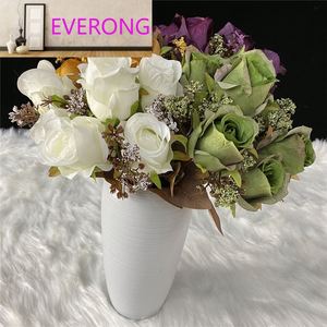 Fornitore Cinese: Fiore Artificiale <span class=keywords><strong>Rosa</strong></span> Zixia a 7 Teste con Colla, per Decorazioni Post-Funerarie - Product Image 4