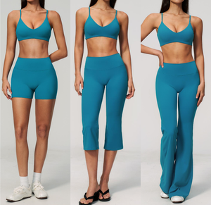 Newest Solid Color Customized Womens Yoga Wear High Waist Leggings Breathable Active Wear 4-Piece Sportswear Set