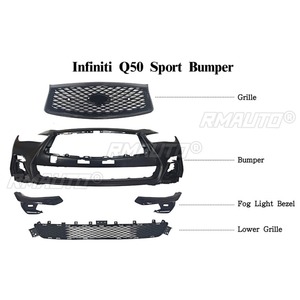 Kit carrosserie et accessoires pour Infiniti Q50 2018-2024 : Lame de pare-chocs avant, spoiler de coffre arrière, grille de pare-chocs avant, diffuseur et séparateur - Product Image 5