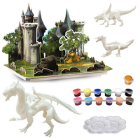 Kit de peinture DIY Dragon, scène de château 3D |   Ensemble d'art créatif et d'artisanat fantastique pour enfants |   Ensemble de jouets éducatifs pour la peinture et le dessin à la main