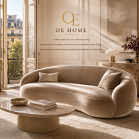 OEHOME Modernes Halbmond-Ecksofa mit Metallgestell Zweisitzer Villa-Wohnmöbel in Bouclé-Stoff