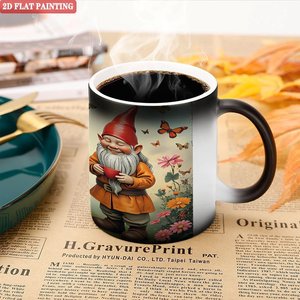 Curved Body Comfort Hold Mug 11oz Frosted Black <b>Ceramic</b> Heat Sensitive Drinking <b>Cup</b> - Product Image 5