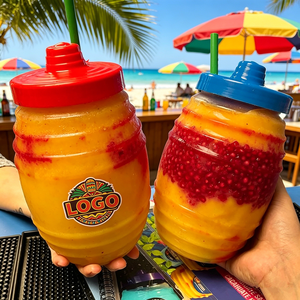 Aguas Frescas Personalizadas Calientes de 16 oz y 32 oz, Bebidas de Verano Estilo Americano, Mini Barril con Tapa y Pajita, Set de Bebidas para Fiestas - Product Image 2