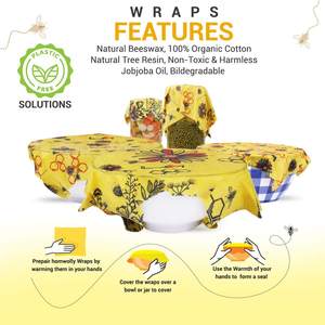 Envolturas Reutilizables <span class=keywords><strong>de</strong></span> <span class=keywords><strong>Cera</strong></span> <span class=keywords><strong>de</strong></span> <span class=keywords><strong>Abeja</strong></span> Para Alimentos, Envoltorios Ecológicos y Orgánicos Para Almacenamiento <span class=keywords><strong>de</strong></span> Comida - Product Image 5