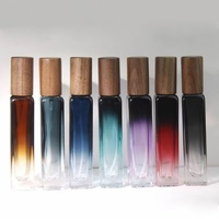 Emballage cosmétique personnalisé avec logo, flacon de parfum de luxe vide avec pompe à vaporiser en verre et couvercle en bois foncé