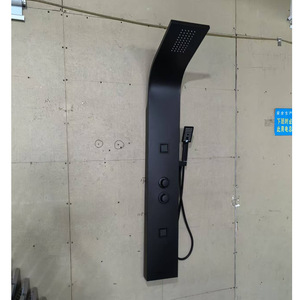 Juego de ducha sanitario Water Droplet 10233 negro mate, serie Split 7003, con rociador superior colgante, accesorios de baño - Product Image 1