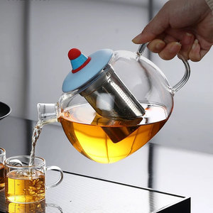 Théière <span class=keywords><strong>en</strong></span> verre transparent avec couvercle <span class=keywords><strong>en</strong></span> silicone motif dessin animé, grande capacité, résistante à la chaleur, <span class=keywords><strong>en</strong></span> borosilicate, pour la maison, pichet à eau et à fruits - Product Image 3