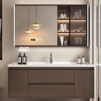 Ensemble de vanité de salle de bain modulaire haut de gamme mural personnalisable avec base en MDF écologique et tiroirs matériaux écologiques