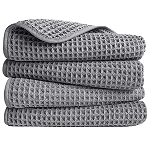 Custom Microfiber Towel Waffle Weave Cleaning Cloth Private Label OEM Factory Logo Print Wholesale Glass Towel Custom Size - Product Image 1