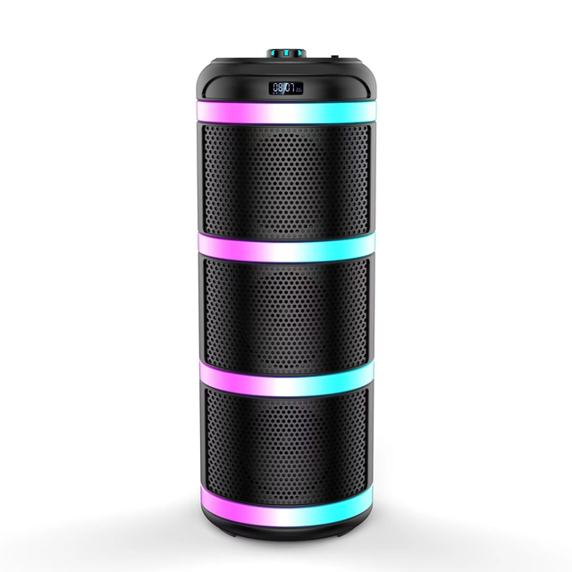 Portable for Boombox Party Speakers RGB LED Lights USB Powered Built-in Microphone Full-Range Sound-10-30W Output for