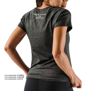 T-Shirt manches courtes pour femmes, Logo personnalisé, Slim Yoga, respirant, entraînement, course à pied, col rond, Gym, sport à séchage rapide - Product Image 5