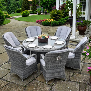 Ensemble de salle à manger rectangulaire Audu UK Grey <span class=keywords><strong>Cannes</strong></span> en rotin pour 6 personnes - Product Image 5