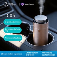 Diffuseur d'arômes métallique pour voiture, régulation à trois niveaux, capacité 10-20 ml, fixation sur porte-gobelet, démarrage/arrêt intelligent avec la voiture