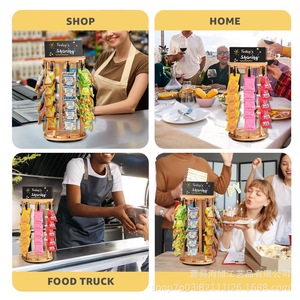 Exhibidor Giratorio de Madera para Snacks con Letrero de Pizarra para Tienda, Hogar, Food Truck, Organización de Almacenamiento de Escritorio - Product Image 1