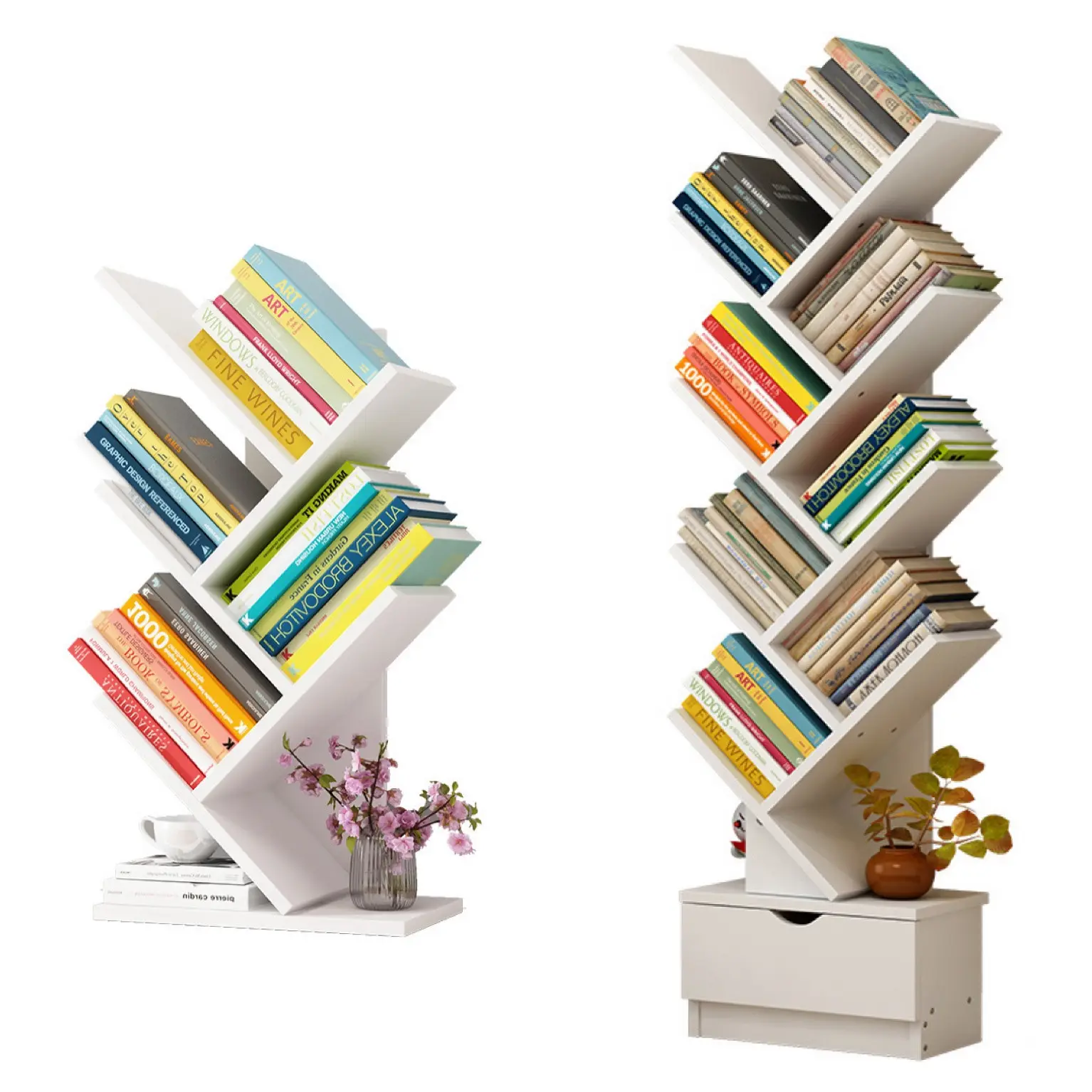 Toptan yaratıcı genişletilebilir ağaç şekilli kitaplık ahşap çocuk çocuk kitap rafı mobilya setleri kitaplık çocuklar için
