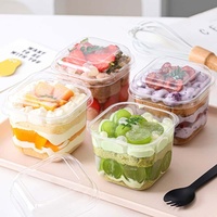 Boîte à dessert en plastique avec couvercle pour gâteau, tiramisu, nouilles, sushi à emporter - Matériaux recyclés, transparente, emballage de boulangerie