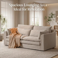 Ensemble de canapés modulaires modernes en velours côtelé, grand format, assise profonde, pour appartement, salon, confortable, tissu vert olive, housse lavable