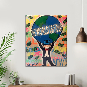 Arte en Lienzo de Grafiti, Pintura Pop Art de 'El Mundo es Tuyo' para Decoración de Paredes, Arte Urbano Moderno - Product Image 5