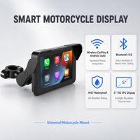 Navegador Bestsonic inalámbrico para aventuras en motocicleta con Android Auto, pantalla de 5 pulgadas de liberación rápida, control por voz, universal para motocicletas.