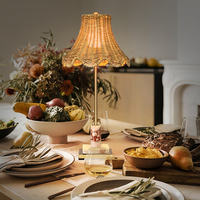 Lampe de table en marbre naturel moderne de luxe, abat-jour en rotin, flexible, sans fil, commande tactile, alimentée par batterie, étanche IP54