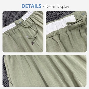 Pantalones de <span class=keywords><strong>Lino</strong></span> Personalizados al por Mayor con Etiqueta Privada OEM, Pantalones Anchos de <span class=keywords><strong>Lino</strong></span> y Algodón con Cordón para Mujer, Ropa de Verano para Vacaciones - Product Image 6