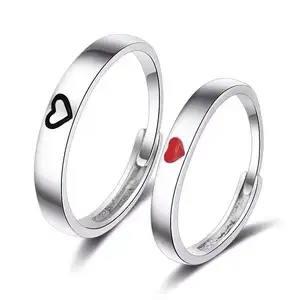 Anillos de corazón de amor para parejas, anillos románticos sencillos de compromiso, joyería fina de boda para el Día de San Valentín