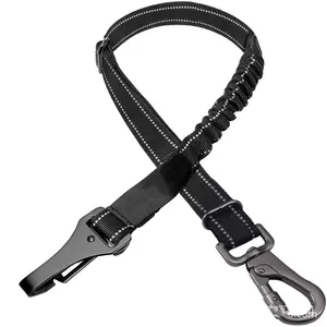 Multifunction universal metal stainless steel lockable hook nylon leash dog seatbelts leash in car