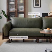 Canapé trois places en bois massif de style minimaliste italien, en cuir véritable, avec housse amovible et lavable, design droit, ensemble modulable Berlin