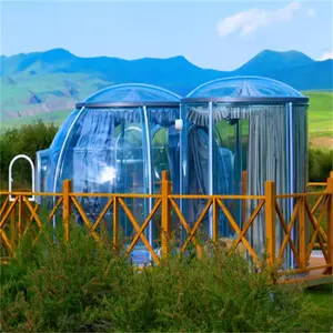 خيم تخييم جديدة رائجة 2024 خيمة شفافة مناسبة للمطاعم في الهواء الطلق خيمة فقاعة شفافة خفيفة