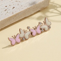 Yiwu Aceon acier inoxydable Design Original mignon Multi papillon rose blanc émail Zircon ensemble barre horizontale broche