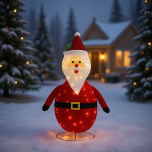 Figura Decorativa di Babbo Natale in Tessuto di Lusso con Luci LED, 3 Piedi, Illuminazione Bianca Calda - Product Image 2
