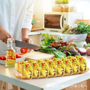 Soporte de madera para tacos, bandeja ovalada reutilizable para tacos con 18 soportes para reuniones familiares - Product Image 2