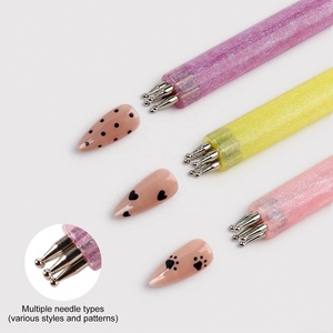 नया आगमन मल्टीकोलर ऐक्रेलिक नाखून डोटिंग पेन डिय नाखून कला डोटिंग पेन कई रंग एक-स्ट्रोक गठित पेटल पैटर्न के लिए - Product Image 2