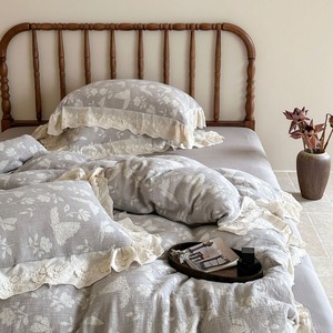 Set di Biancheria da <span class=keywords><strong>Letto</strong></span> in Cotone e Lino Stile <span class=keywords><strong>Francese</strong></span>, <span class=keywords><strong>Lenzuola</strong></span> di Lusso Vintage con Bordi in Pizzo e Ricami Jacquard - Product Image 5