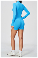 Ensemble de vêtements de sport pour femmes en 3 pièces, débardeur, short, veste à fermeture éclair à manches longues, ensemble de yoga, de gym et de fitness, logo personnalisé OEM ODM