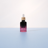 Flacon compte-gouttes en verre violet dégradé 10ml-30ml avec sérigraphie pour emballage cosmétique d'huiles essentielles et de sérums de soin de la peau