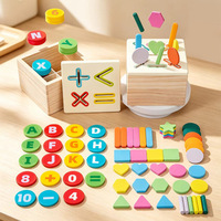 Jouets éducatifs Montessori pour enfants, apprentissage des couleurs, alphabet, lettres, jouets en bois pour la petite enfance, boîte de tri de formes géométriques