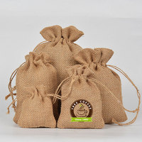 Sac en chanvre mini format en promotion, emballage recyclé pour café, en corde de jute et toile de jute, pour bijoux, pochette à cordon, emballage cadeau